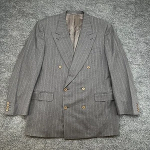Canali Men's Wool/Cashmere Double Breasted Flannel Blazer Gray Striped • 44 L - Picture 1 of 17