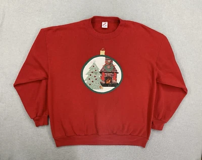 VTG Christmas Sweatshirt Crew Neck Ornament Jerzees Sz 2XL Red Holiday Party - Image 1 of 4