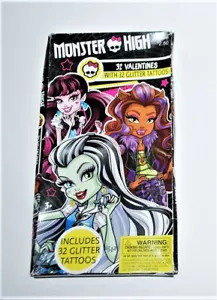 Monster High Valentines Glitter Tattoos 32 Pieces 8 Designs - Picture 1 of 3