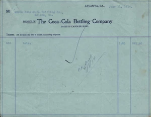 Coca-Cola Soda Invoice Receipt 1910's Antique Original Candler Coke Atlanta GA - Picture 1 of 1