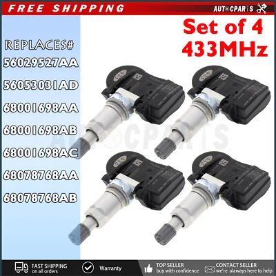 4PCS 56053031AD Premium New TPMS Pressure Sensor For Dodge Grand Caravan 2008-12 - Image 1 of 4