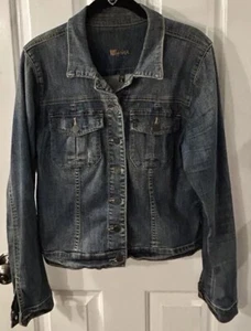 Kut From The Kloth Women’s Size L Blue Stretch Denim “Amelia” Jacket EUC - Picture 1 of 8