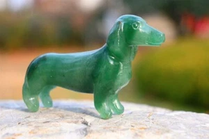 Figura calavera de cristal Reiki natural perro tallado fresa verde de 3,1"" regalo 1 pieza - Imagen 1 de 7