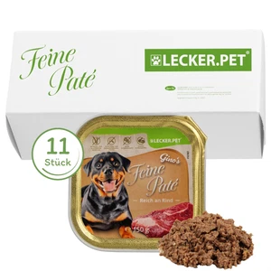 11 x 150 g Gino's Feine Paté Reich an Rind Hundefutter Nassfutter Lecker.Pet® - Bild 1 von 7