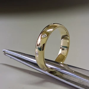 3mm Round Cut Moissanite 14K Yellow Gold Plated Full Eternity Wedding Band Ring - Picture 1 of 5