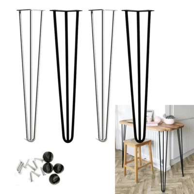 4 x Hairpin Legs / Hair Pin Legs Set for Furniture Bench Desk Table Metal Steel - Image 1 of 4