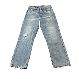 Diesel Womens Distressed Cropped Jeans Ankle Fit Straight Stretch Blue Aryel W26 - Picture 1 of 19
