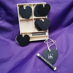 8 Small Tie-on Heart Chalk Boards - Stocking Filler - Ideal Christmas Gift - Picture 1 of 3