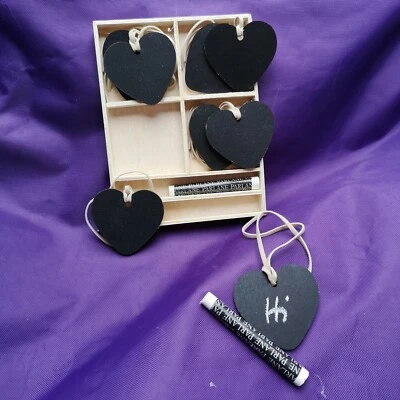 8 Small Tie-on Heart Chalk Boards - Stocking Filler - Ideal Christmas Gift - Image 1 of 3