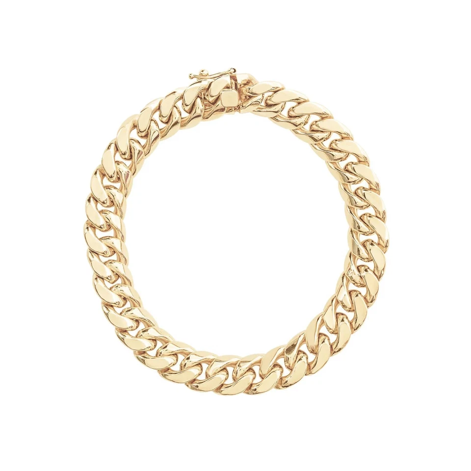 10k Miami Cuban Link Bracelet Real Yellow Gold Chain Hollow 8.5" - 9.25mm - 19g - Image 1 of 4