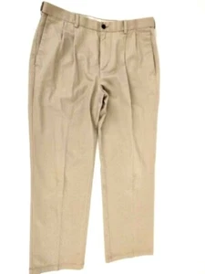 Haggar Mens Pleated Front Classic-Fit Khakis Beige 100% Cotton Pants Size 36x31  - Picture 1 of 12