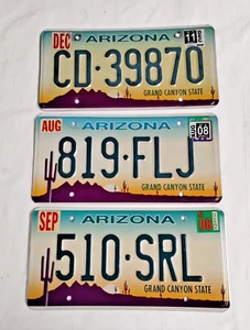 2006 - 2011 Arizona License Plates 3 Total The Grand Canyon State Saguaro Cactus - Picture 1 of 7