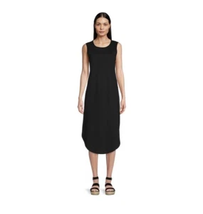 Vestido Henley Midi para mujer Time and Tru con dobladillo curvo sin mangas talla S (4-6) negro - Imagen 1 de 5