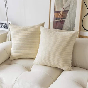 26X26 Throw Pillow Covers Large Corduroy Euro Shams Solid Set of 2 Decorative Ve - Picture 1 of 12