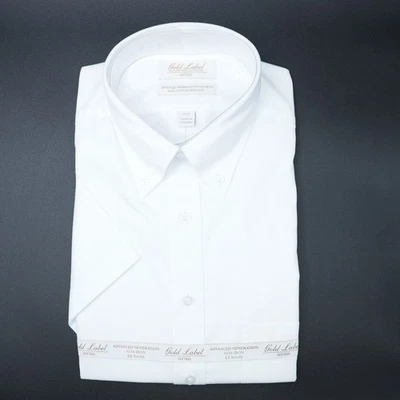 Roundtree Yorke Etiqueta Dorada Manga Corta M 15.5" AJUSTADO Blanco Sin Hierro Nuevo con Etiquetas Foto 1 de 4