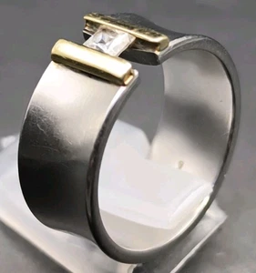 Gold 585 14 Karat Steel A*D Ring Mit Zirkon Stein - Bild 1 von 10