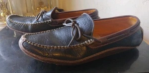 H.S. TRASK Men's Size 11 Drake Bison Loafers Leather Navy Slip On 30-0341 - Picture 1 of 19