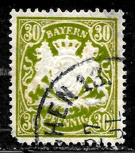 HICK GIRL-USED GERMAN BAVARIA SC#67 COAT OF ARMS, PERF. 14 1/5 X4180 - Picture 1 of 2