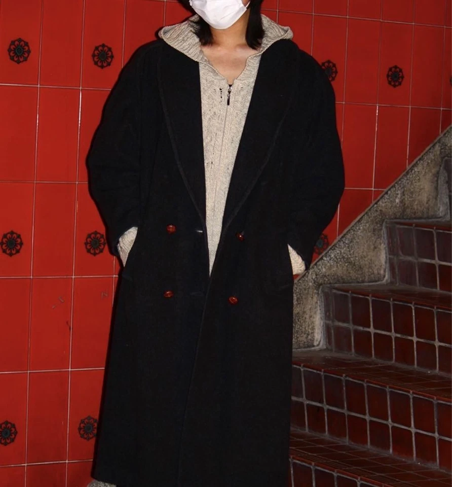 USED ARAN KNIT FULL-ZIP HOODIE WITH WIDE NECK, MERINO WOOL, VINTAGE. GOOD - Image 1 of 3