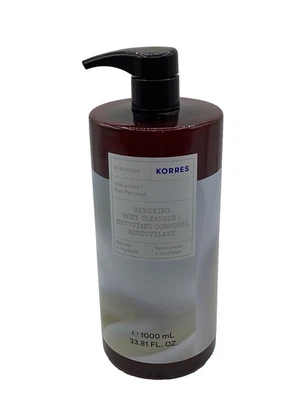 Limpiador corporal renovador Korres SIN PERFUME 33,81 FL OZ Jumbo NUEVO sin sellar Foto 1 de 2