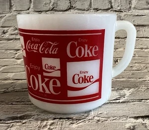 Vintage Coca-Cola Coke Anchor Hocking Milk Glass Coffee Mug Cup Made In USA - Picture 1 of 9