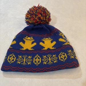 DE COLECCIÓN Invierno Pompón Sombrero Gorra con Ranas Sapos Diseño CB Etiqueta Deportiva - Imagen 1 de 5