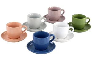 Mr. Coffee 12 Piece 3oz Stoneware Espresso Cup and Saucer Set in Assorted Colors - Picture 1 of 4
