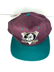 Vintage 90s Anaheim Mighty Ducks Hat Cap Purple Snapback Smaller Fit Disney NWT - Picture 1 of 6