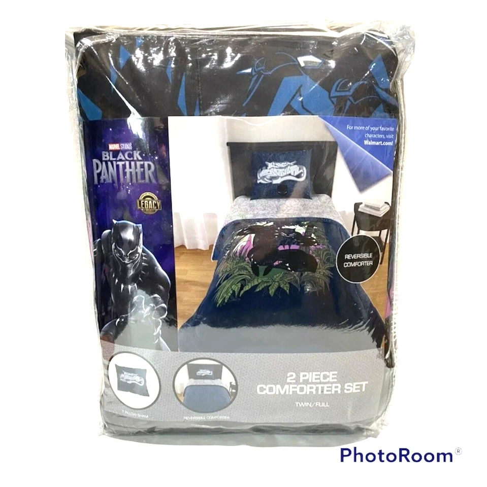 Marvel Black Panther 2 Piece Reversable Comforter Twin/ Full with Sham - Image 1 of 4