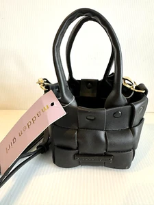 Madden Girl Mini Black Crossbody Faux Leather Woven Handbag ~ NEW With Tags - Picture 1 of 6