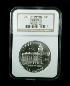 2001 P CAPITOL S$1 Commemorative Silver Dollar NGC MS70 #2175 - Picture 1 of 3