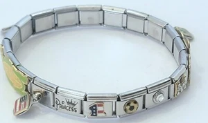 Bracciale Ciondolo Elastico Firmato Ciao Italia Acciaio Inox - Foto 1 di 10
