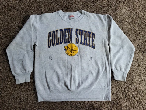 Vtg Golden State Warriors 1990s NBA Nutmeg Basketball Sweatshirt Shirt Mens M Cover