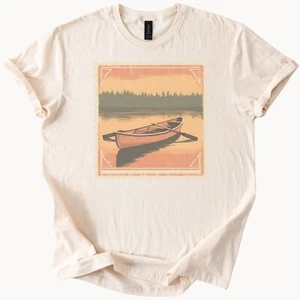 Lake Canoe TShirt Nature Graphic Tee Boating Top Outdoors Shirt - Picture 1 of 6