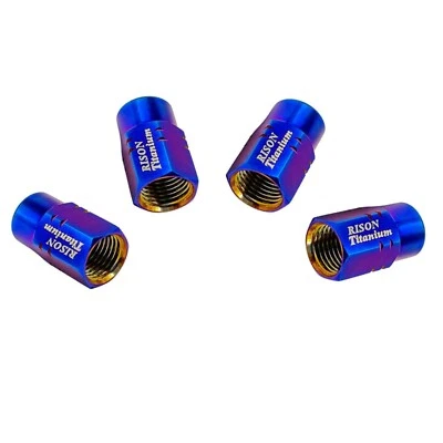 Rison Titanium Car Tire Valve Caps Tyre Valve Stem Cover Dustproof Tire Cap 4PCS - Image 1 of 4