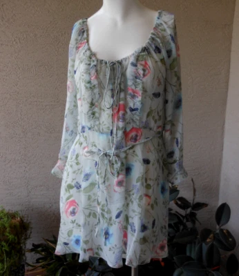 JESSICA SIMPSON Maternity Size XS Semi Sheer Tunic Top Boho Cottage Flowers - Image 1 of 4