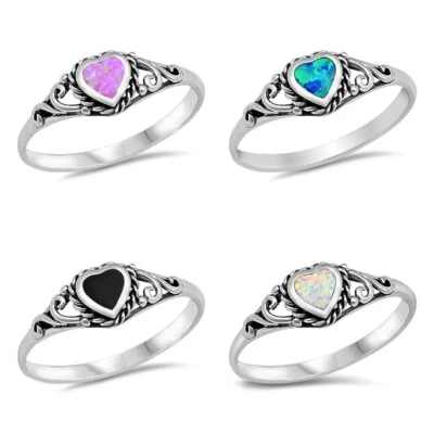 Sterling Silver 925 PRETTY HEART STONE DESIGN RINGS SIZES 3  to 12 - Image 1 of 2