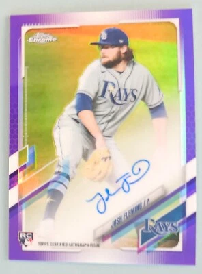 2021 Topps Chrome Rookie Auto Purple Refractor SP #d /250 Josh Fleming #RA-JF RC - Image 1 of 2