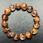12.5mm Natural Copper Rutilated Quartz Stretch Crystal Beads Bracelet