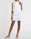 Nwot Express White Padded Shoulder T-Shirt Dress Sz Xs $60