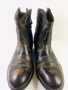 Women's Ariat ATS  Unbridled 10011911 Brown Zip  Leather  Western Ankle Boot 9B - Picture 1 of 7