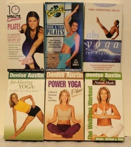 6 workout exercise VHS lot yoga Pilates Denise Austin Rodney Yee Ellen Barrett  - Picture 1 of 9