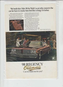 "Original 1976 Oldsmobile achtundneunzig Regency Magazin Anzeige ""...Feel Like a King" - Bild 1 von 1