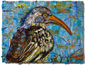 ORIGINAL OIL█PAINTING OCEAN ART█SIGNED 2025█OUTSIDER BIRD█NATURE ANIMAL REALISM - Picture 1 of 19