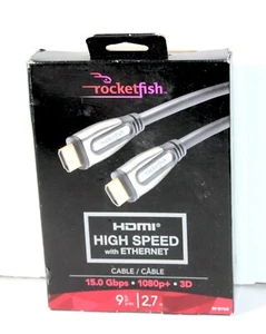ROCKETFISH High Speed HDMI Cable with Ethernet 9ft NEW In Box RF-G1168 - Picture 1 of 3