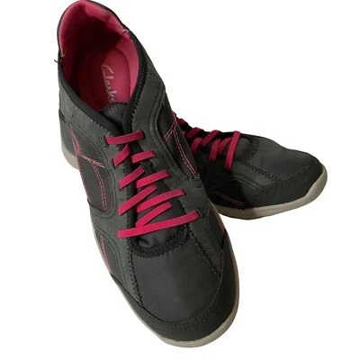 Clarks Mujer Cuero Negro Tenis Zapatos Rosa Caliente Cordones Sin Cordones Damas 7.5 M Foto 1 de 4