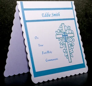 Handmade Personalised First Holy Communion Greetings card, boy - Picture 1 of 3