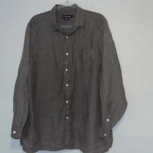 Island Company Shirt Adult Large Gray Classic Linen Button Up Long Sleeve Mens - Picture 1 of 4