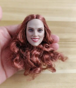 1/6 Red Long Curls Black Widow Head Carved Fit 12'' Suntan Girl Action Figure - Picture 1 of 5