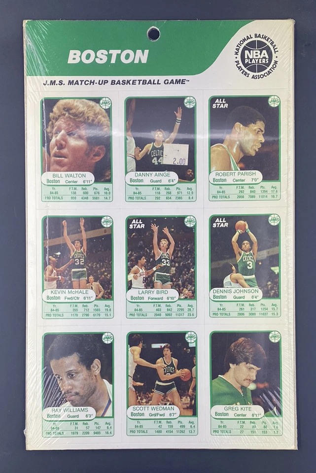 Juego JMS Match Up Boston Celtics 1985 sellado como nuevo sin cortar Bird McHale Parish Walton Foto 1 de 1